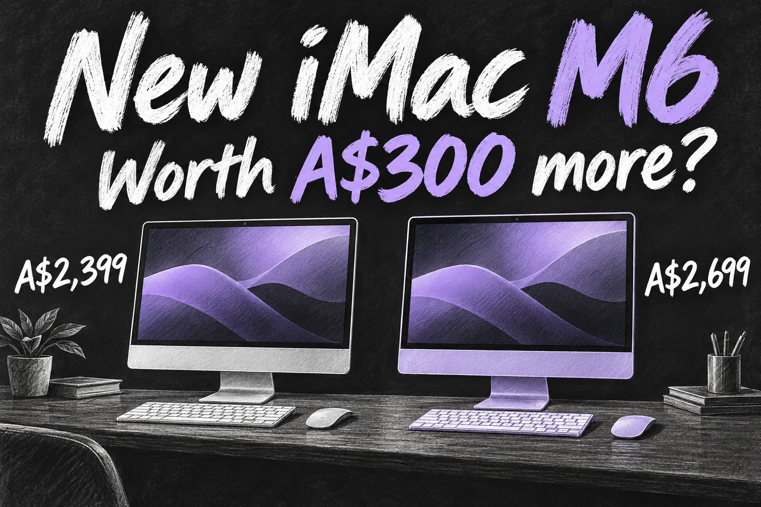 iMac M6 Australia buying illustration comparing the A$2,399 and A$2,699 starting configurations