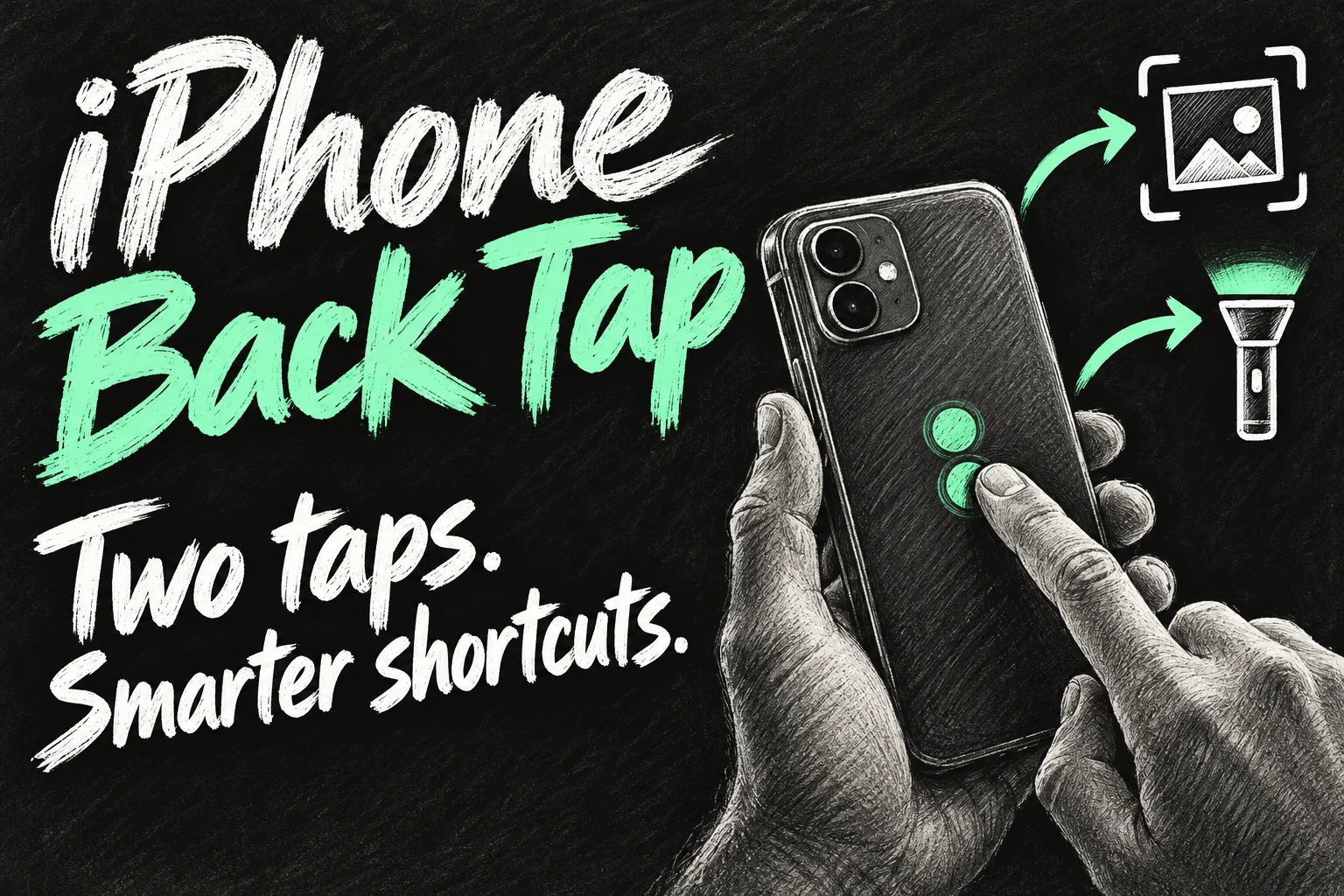 iPhone Back Tap concept: tapping the rear of a phone to trigger useful shortcuts