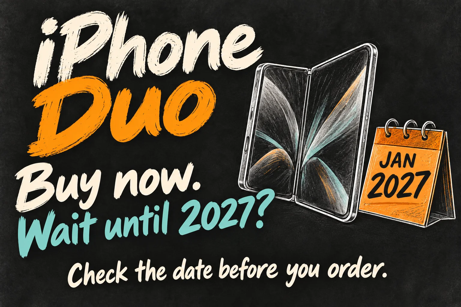 iPhone Duo delivery concept sketch asking whether a new order means waiting until January 2027