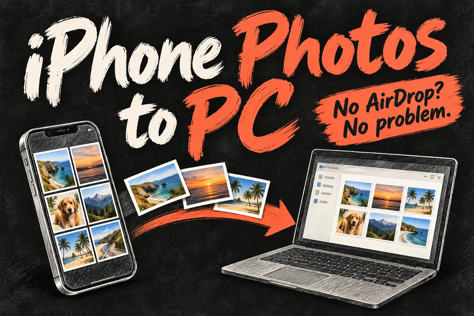 Transfer iPhone photos to PC without AirDrop using a cable or cloud download