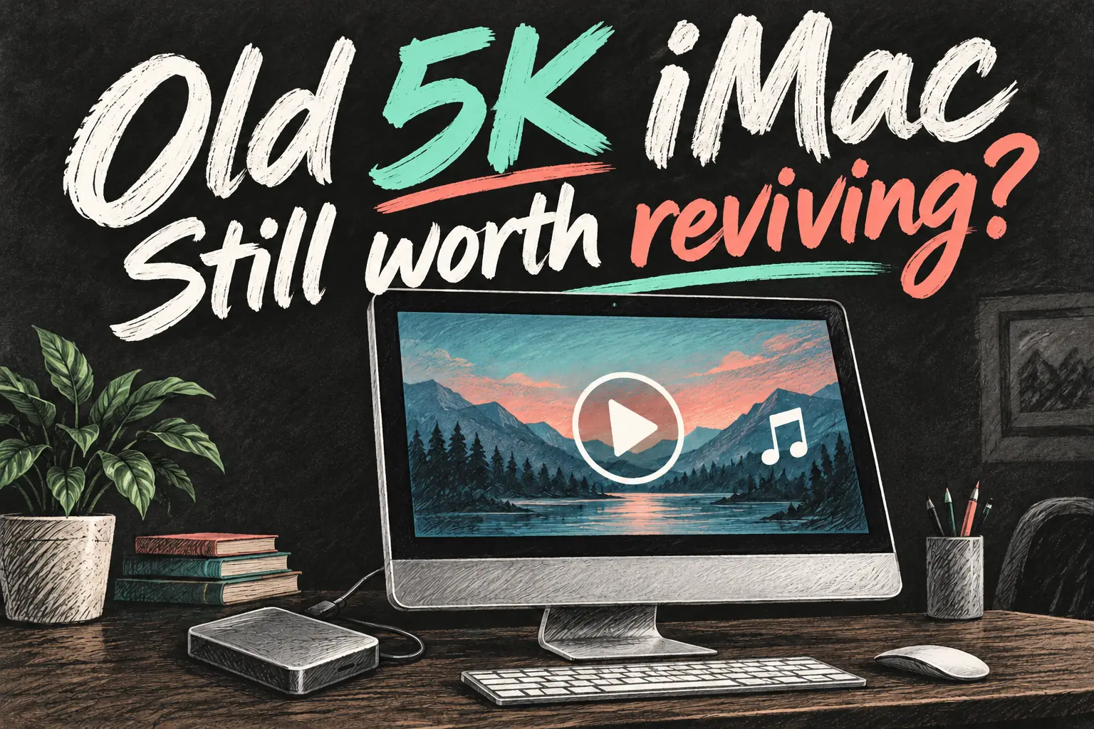 Revive a 5K iMac concept with a large desktop screen, video, music and an external SSD